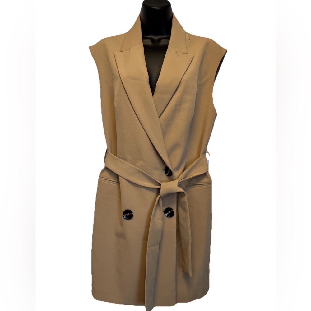 NWT Truth By Republic Double Breasted Trench Vest Blazer Women's Size S Camel